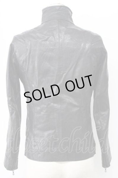 画像2: FUGA / カウハイドスタンドネックシングルライダースジャケット 44 ブラック T-25-12-01-009-FU-ja-YM-ZT-ML015 (2)