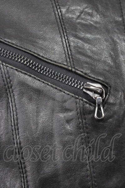 画像5: FUGA / カウハイドスタンドネックシングルライダースジャケット 44 ブラック T-25-12-01-009-FU-ja-YM-ZT (5)