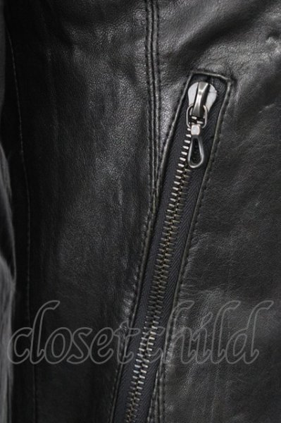 画像6: FUGA / カウハイドスタンドネックシングルライダースジャケット 44 ブラック T-25-12-01-009-FU-ja-YM-ZT (6)