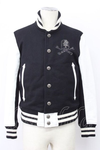 画像1: Roen / レザーコンビスワロフスキースタジャン 44 ブラックｘホワイト T-25-12-01-011-Ro-ou-YM-ZT (1)