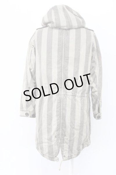 画像2: SHARE SPIRIT / ストライプモッズコート 36（レディース） グレーｘライトグレー T-25-12-01-012-SH-ou-YM-ZT-M109 (2)