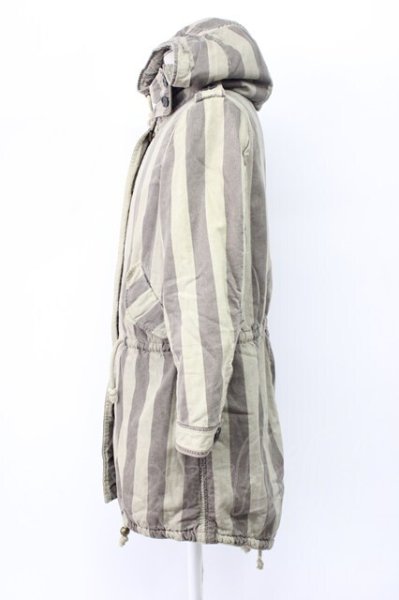 画像3: SHARE SPIRIT / ストライプモッズコート 36（レディース） グレーｘライトグレー T-25-12-01-012-SH-ou-YM-ZT (3)