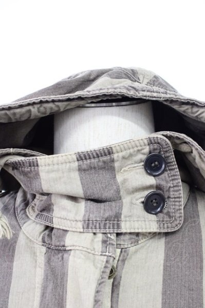 画像4: SHARE SPIRIT / ストライプモッズコート 36（レディース） グレーｘライトグレー T-25-12-01-012-SH-ou-YM-ZT (4)