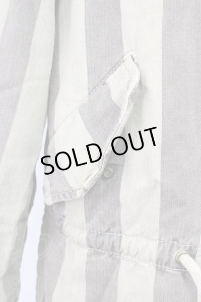 画像6: SHARE SPIRIT / ストライプモッズコート 36（レディース） グレーｘライトグレー T-25-12-01-012-SH-ou-YM-ZT-M109 (6)