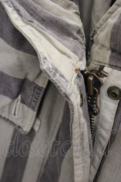 画像10: SHARE SPIRIT / ストライプモッズコート 36（レディース） グレーｘライトグレー T-25-12-01-012-SH-ou-YM-ZT (10)