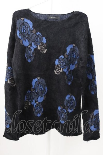 画像1: CIVARIZE / ローズジャガードモヘアニットソー 44 ブラックｘブルー T-25-12-04-006-CI-to-YM-ZT (1)