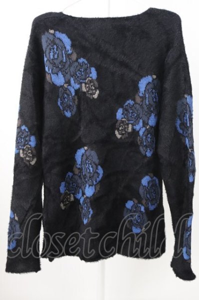 画像2: CIVARIZE / ローズジャガードモヘアニットソー 44 ブラックｘブルー T-25-12-04-006-CI-to-YM-ZT (2)