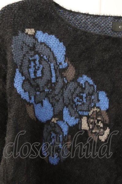 画像3: CIVARIZE / ローズジャガードモヘアニットソー 44 ブラックｘブルー T-25-12-04-006-CI-to-YM-ZT (3)