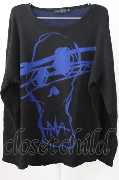 画像1: CIVARIZE / Mute スカルダブルジャガード 44 ブラックｘブルー T-25-12-04-007-CI-to-YM-ZT (1)