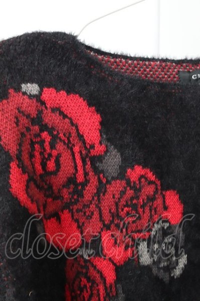 画像3: CIVARIZE / ローズジャガードモヘアニットソー 44 ブラックｘレッド T-25-12-04-008-CI-to-YM-ZT (3)