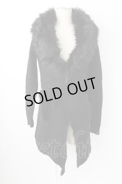 画像1: CIVARIZE / ファー付き接結ニットガウンカーディガン 44 ブラック T-25-12-04-010-CI-to-YM-ZT (1)