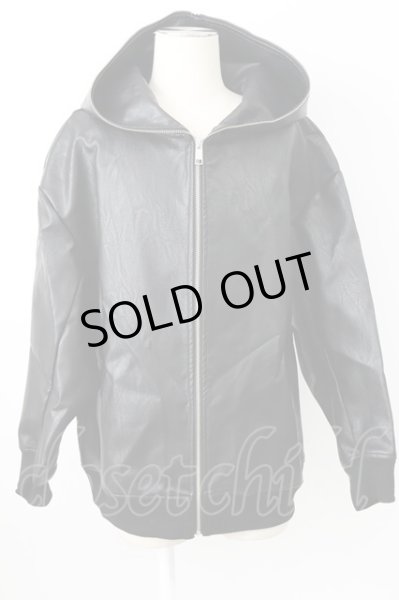 画像1: NO ID. / シンセティックレザーフーデッド ONE ブラック T-25-12-04-013-NO-ja-YM-ZT-ML038 (1)