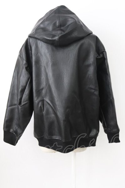 画像2: NO ID. / シンセティックレザーフーデッド ONE ブラック T-25-12-04-013-NO-ja-YM-ZT (2)