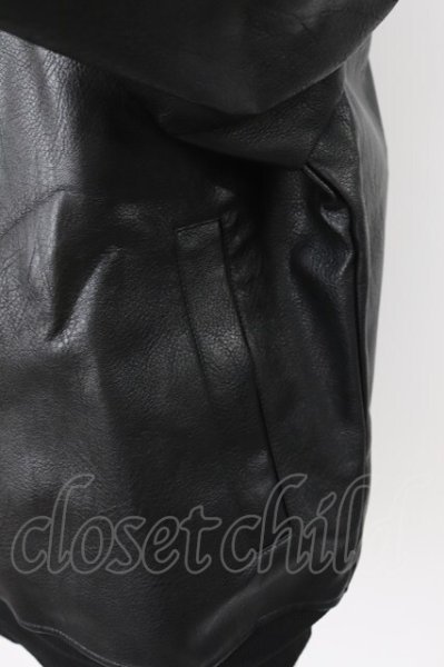 画像6: NO ID. / シンセティックレザーフーデッド ONE ブラック T-25-12-04-013-NO-ja-YM-ZT (6)