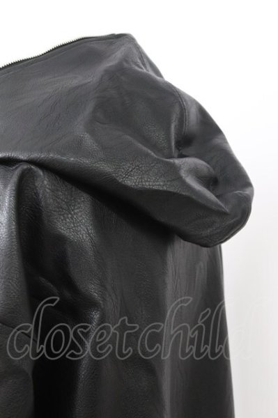 画像7: NO ID. / シンセティックレザーフーデッド ONE ブラック T-25-12-04-013-NO-ja-YM-ZT (7)