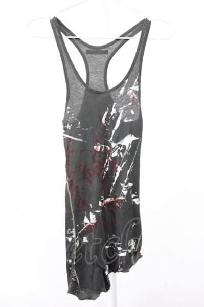 画像1: 14th Addiction / ペインティングステッチタンクトップ 0（レディース） ブラック T-25-12-10-003-14-to-YM-ZT (1)