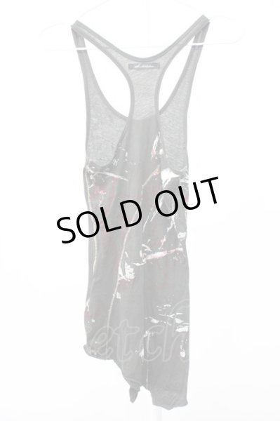 画像2: 14th Addiction / ペインティングステッチタンクトップ 0（レディース） ブラック T-25-12-10-003-14-to-YM-ZT (2)