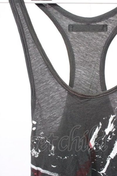 画像3: 14th Addiction / ペインティングステッチタンクトップ 0（レディース） ブラック T-25-12-10-003-14-to-YM-ZT (3)