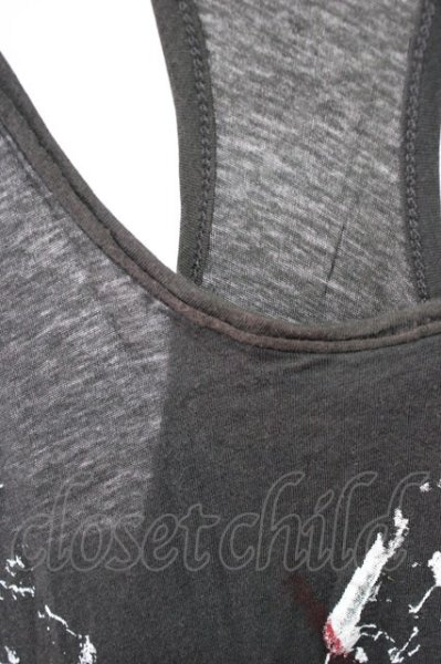 画像6: 14th Addiction / ペインティングステッチタンクトップ 0（レディース） ブラック T-25-12-10-003-14-to-YM-ZT (6)