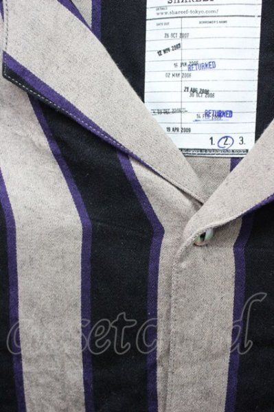 画像3: SHAREEF / STRIPE PAJAMA シャツ 2 グレージュｘブラックｘパープル T-25-12-10-035-SH-sh-YM-ZT (3)
