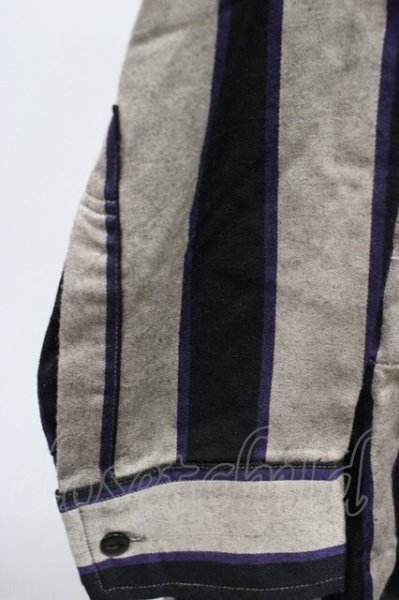画像5: SHAREEF / STRIPE PAJAMA シャツ 2 グレージュｘブラックｘパープル T-25-12-10-035-SH-sh-YM-ZT (5)