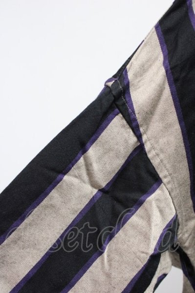 画像6: SHAREEF / STRIPE PAJAMA シャツ 2 グレージュｘブラックｘパープル T-25-12-10-035-SH-sh-YM-ZT (6)