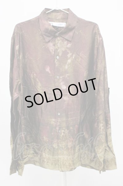 画像1: ZARA / 転写総柄ワイドシャツ L ブラウンｘボルドー T-25-12-10-036-ZA-sh-YM-ZT056 (1)