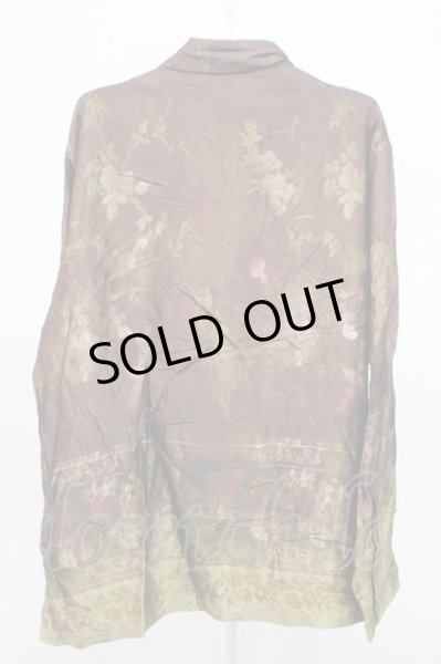 画像2: ZARA / 転写総柄ワイドシャツ L ブラウンｘボルドー T-25-12-10-036-ZA-sh-YM-ZT056 (2)