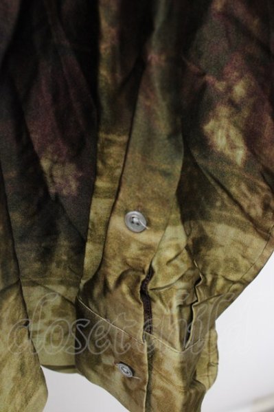 画像4: ZARA / 転写総柄ワイドシャツ L ブラウンｘボルドー T-25-12-10-036-ZA-sh-YM-ZT (4)