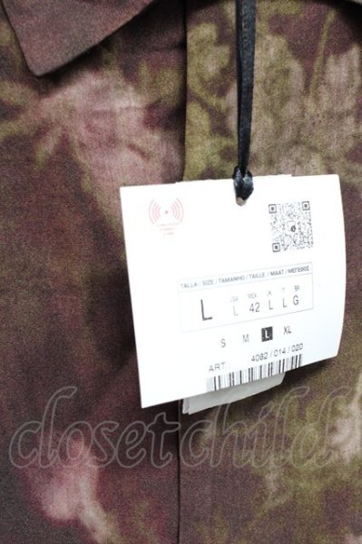 画像6: ZARA / 転写総柄ワイドシャツ L ブラウンｘボルドー T-25-12-10-036-ZA-sh-YM-ZT (6)
