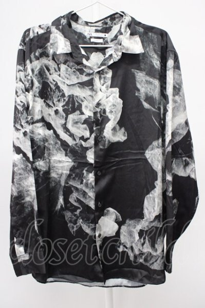 画像1: ZARA / RELAXED FIT 総柄シャツ L ブラック T-25-12-10-037-ZA-sh-YM-ZT (1)