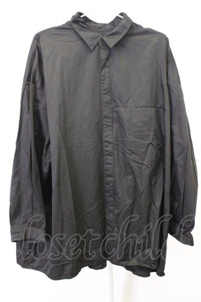 画像1: HARE / ポリエステル比翼ワイドシャツ F ブラック T-25-12-10-038-HA-sh-YM-ZT (1)