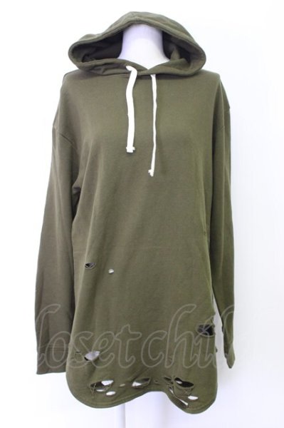 画像1: FUGA / オパールダメージプルパーカー 44 カーキ T-25-12-10-044-FU-to-YM-ZT (1)