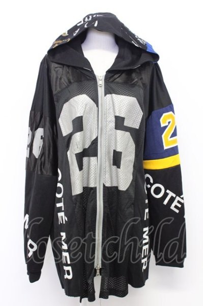 画像1: Cote Mer / ナンバリングメッシュパーカー  ブラックｘマルチ T-25-12-10-047-0-to-YM-ZT (1)