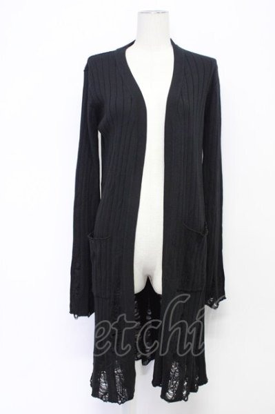 画像1: FUGA / EVIDENCE ダメージテレコカーディガン 44 ブラック T-25-12-10-049-FU-to-YM-ZT (1)