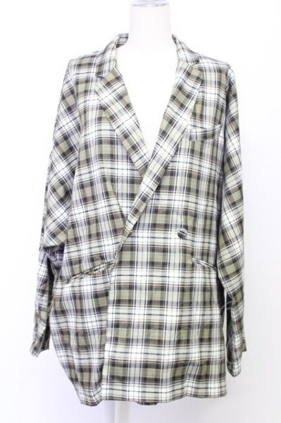 画像1: NO ID. / ドルマンスリーブダブルブレストジャケット ONE チェック T-25-12-10-051-NO-ja-YM-ZT (1)