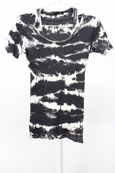 画像1: FUGA / Destructionムラ染めテレコTシャツ 44 ブラックｘホワイト T-25-12-10-009-FU-ts-YM-ZT (1)