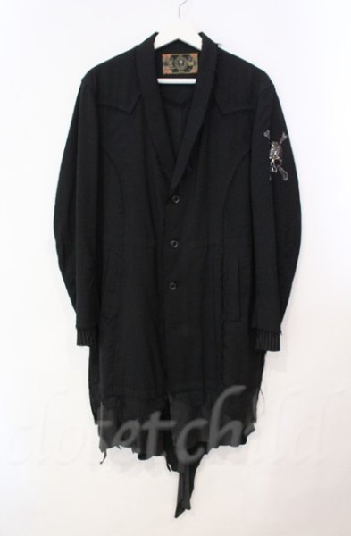 画像1: Roen / shawl collar gown（ショールカラーガウンジャケット） M ブラック T-25-12-11-001-Ro-ou-YM-ZT1211M (1)