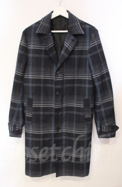 画像1: GOSTAR DE FUGA / チェックチェスターコート 46 ブルー T-25-12-11-025-GO-ou-YM-ZT (1)