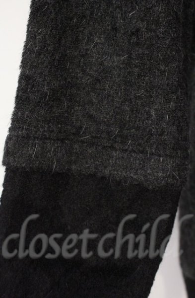 画像2: NO ID. / ビキューレラムパイルフェイクレイヤードBIGプルオーバーパーカー ONE ブラック T-25-12-11-032-NO-to-YM-ZT (2)