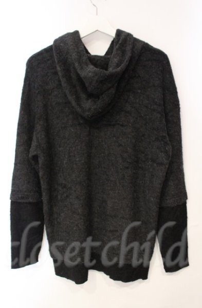 画像3: NO ID. / ビキューレラムパイルフェイクレイヤードBIGプルオーバーパーカー ONE ブラック T-25-12-11-032-NO-to-YM-ZT (3)