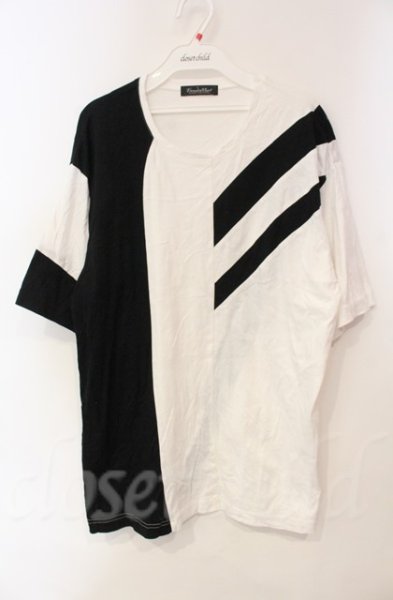 画像1: TORNADO MART / ラインオーバーカットソー　Tシャツ M ホワイトｘブラック T-25-12-11-034-TO-ts-YM-ZT1211M (1)