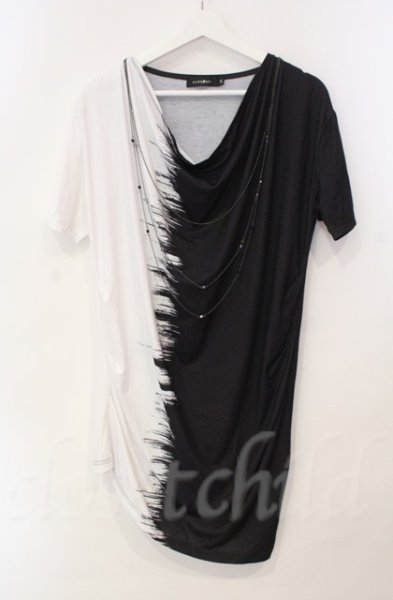 画像1: CIVARIZE / バイカラーチェーンドレープカットソー 46 ブラックｘホワイト T-25-12-11-038-CI-ts-YM-ZT1211M (1)