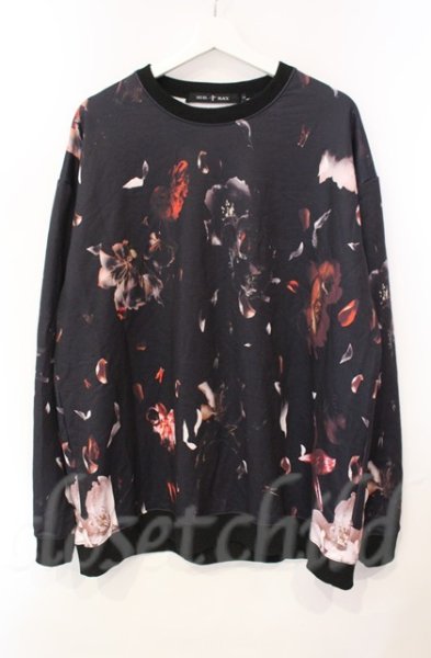 画像1: NO ID. BLACK / シャドウフラワーBIGプルオーバー 2 ブラックｘレッド T-25-12-11-039-NO-to-YM-ZT (1)