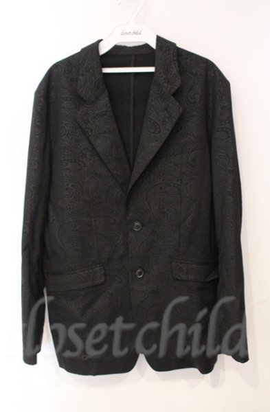 画像1: NO ID. / ストレッチペイズリーエンボスノッチドラペル2Bテーラードジャケット 2 ブラック T-25-12-11-040-NO-ja-YM-ZT (1)