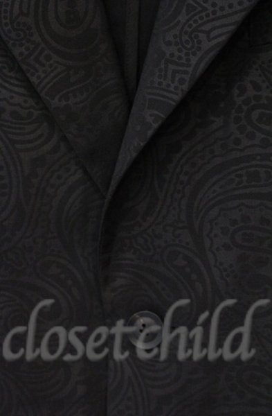 画像2: NO ID. / ストレッチペイズリーエンボスノッチドラペル2Bテーラードジャケット 2 ブラック T-25-12-11-040-NO-ja-YM-ZT (2)