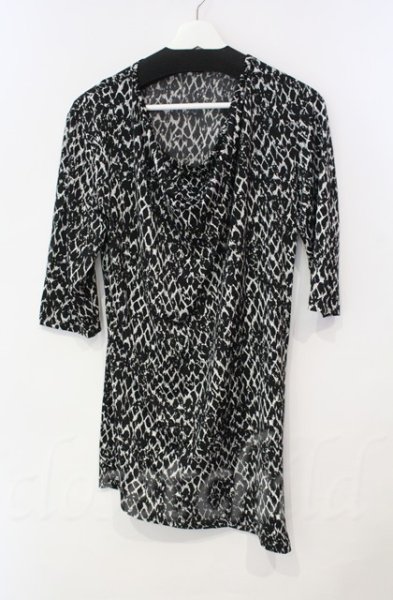 画像1: SEANA / パイソンドレープ五分袖スムースカットソー L ブラック T-25-12-11-043-SE-to-YM-ZT (1)