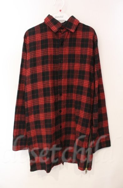 画像1: SEANA / 裾ZIPロングチェックネルシャツ L レッドｘゴールド T-25-12-11-046-SE-sh-YM-ZT (1)