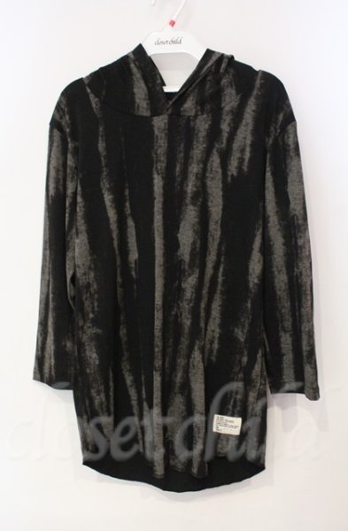 画像1: SEANA / ブリーチストライプ七分袖プルパーカー L ブラック T-25-12-11-049-SE-to-YM-ZT (1)