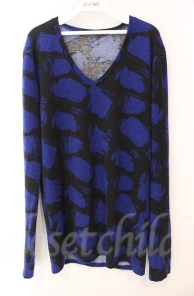 画像1: SEANA / 総柄ニットソー L ブルー T-25-12-11-052-SE-to-YM-ZT (1)